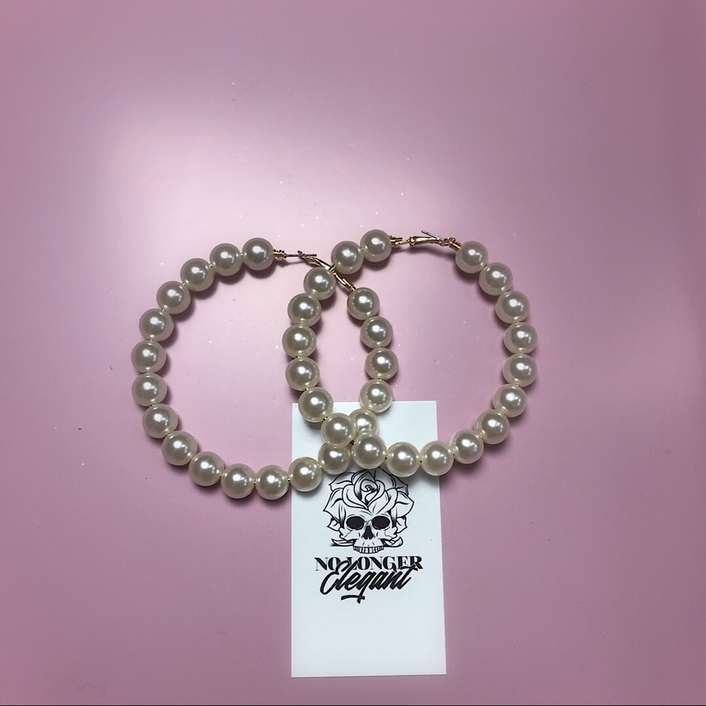 ‼️Pearl Hoop Earrings